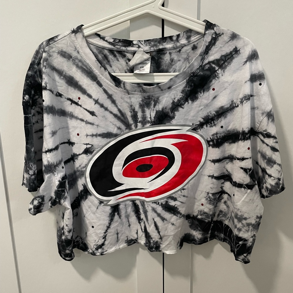 Reworked Carolina Hurricanes Tee- Red/Black Hand placed stones